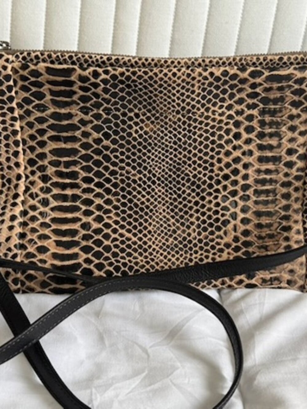 Rough & Tuble Large Marsden in Brown Destroyed Soft Snake Leather, Black Strap - Picture 9 of 10